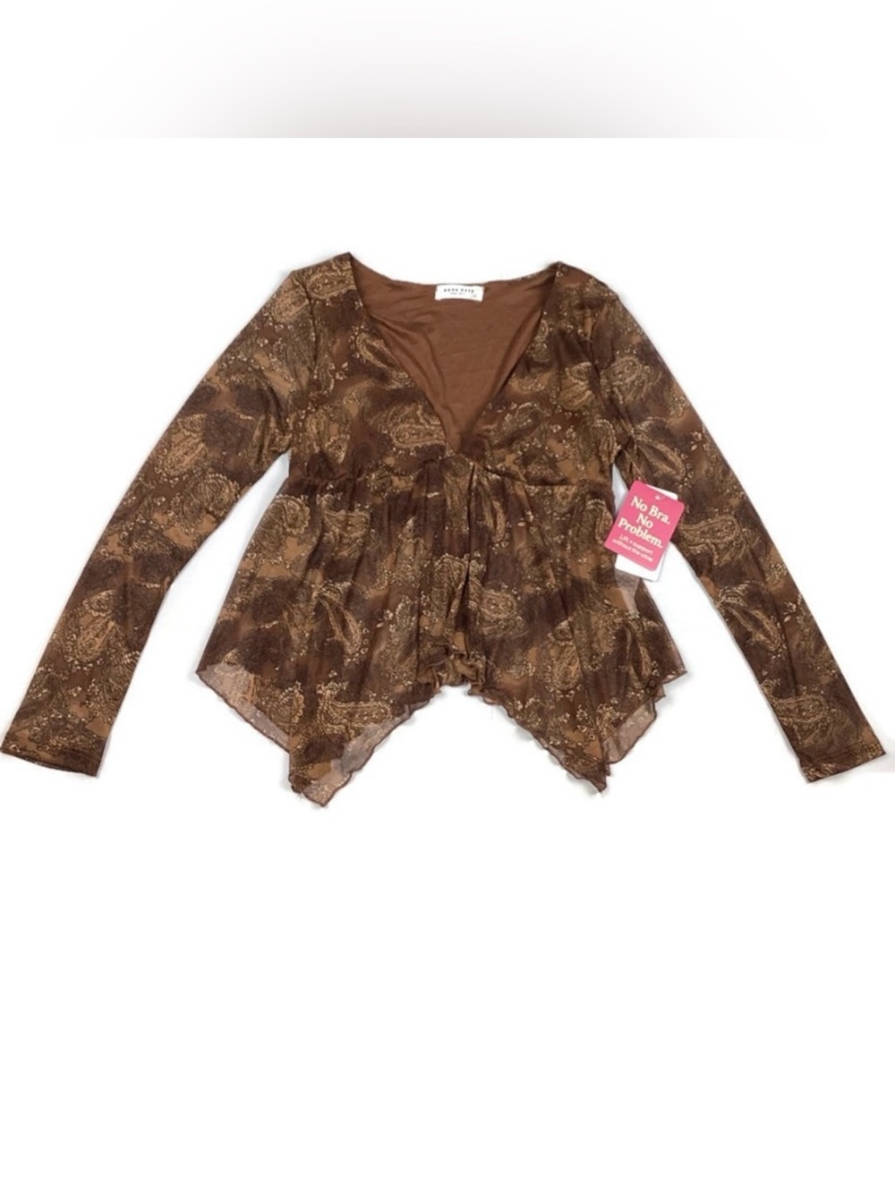 Good Days Project Paisley Print Sheer Peplum Top Festival Boho Western Grunge